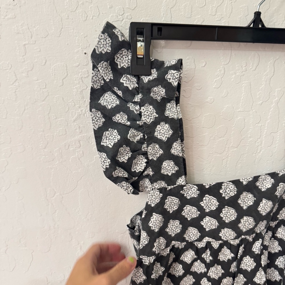Outerknown Gray Black White Astrid Floral Babydoll Tank Top Waist Crop Small - Picture 4 of 8